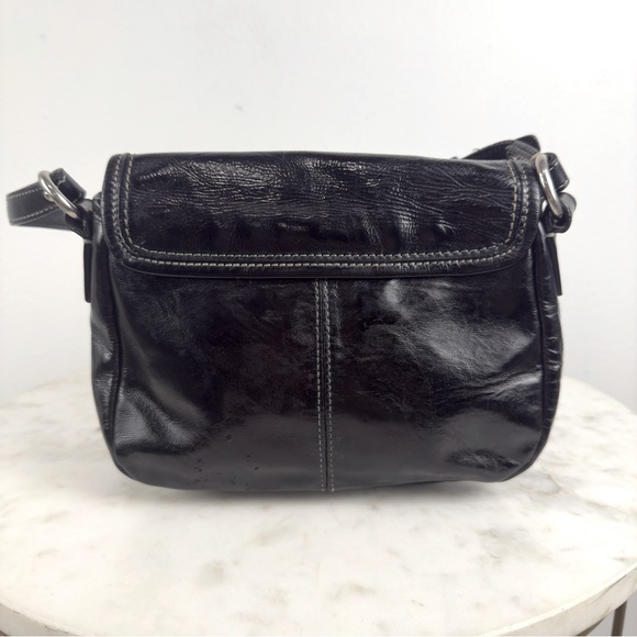 Vintage Coach Black Patent Flap Penny Top Handle Pouch F14283 - Picture 6 of 10